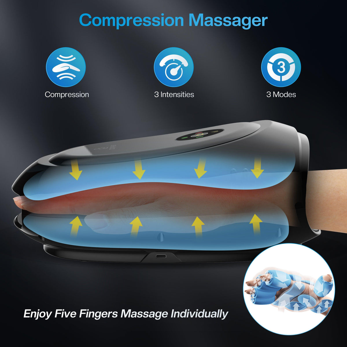 Wireless Hand Massager with APP Control, Hand Wrist Finger Massager - 4101